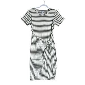 Evereve Coastal Stripe Side Tie Midi Dress Nautical Chic Cotton Stretch Medium